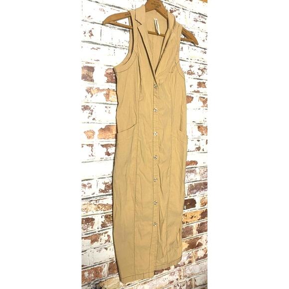 By Anthropologie Sleeveless Midi Linen + Cotton Blend Button Down Shirt Dress - Picture 7 of 14